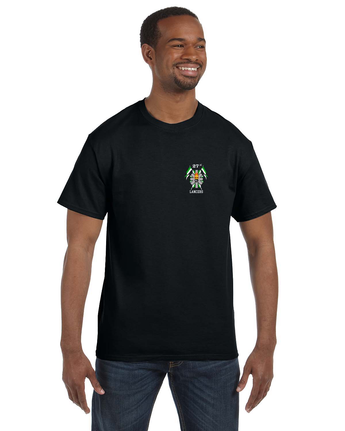 27th Lancers Heavy Cotton 5.3 oz T-Shirt (Small Logo) | Stigie.com