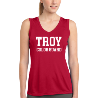 Ladies Red Sleeveless V-Neck T-shirt Troy Color Guard