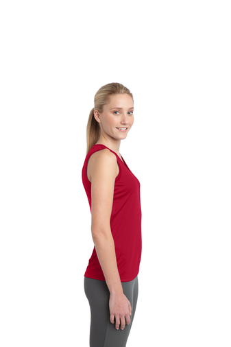 Ladies Red Sleeveless V-Neck T-shirt Troy Color Guard